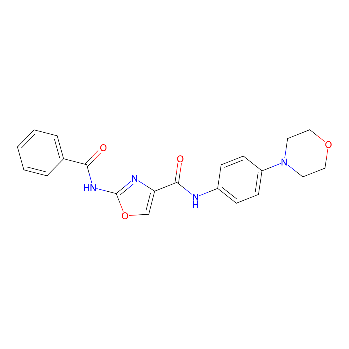 2-benzamido-N-(4-morpholinophenyl)oxazole-4-carboxamide molecular structure, CAS 1286716-96-8