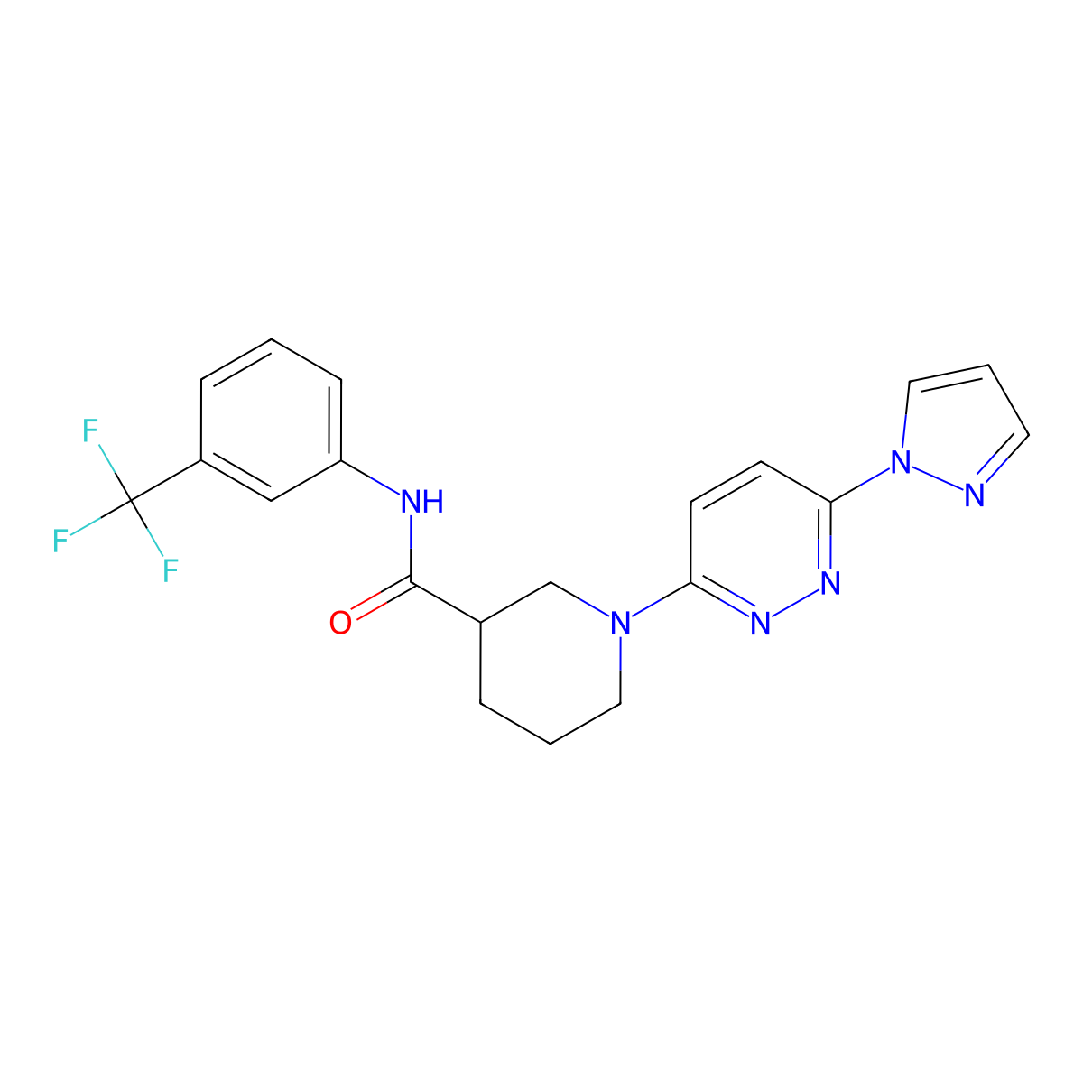 1-[6-(1H-pyrazol-1-yl)pyridazin-3-yl]-N-[3-(trifluoromethyl)phenyl]piperidine-3-carboxamide molecular structure, CAS 1286717-01-8