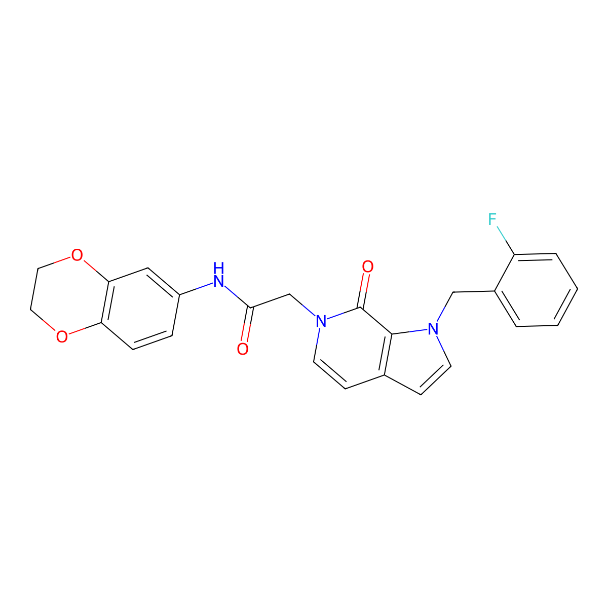 N-(2,3-dihydro-1,4-benzodioxin-6-yl)-2-{1-[(2-fluorophenyl)methyl]-7-oxo-1H,6H,7H-pyrrolo[2,3-c]pyridin-6-yl}acetamide molecular structure, CAS 1286717-05-2