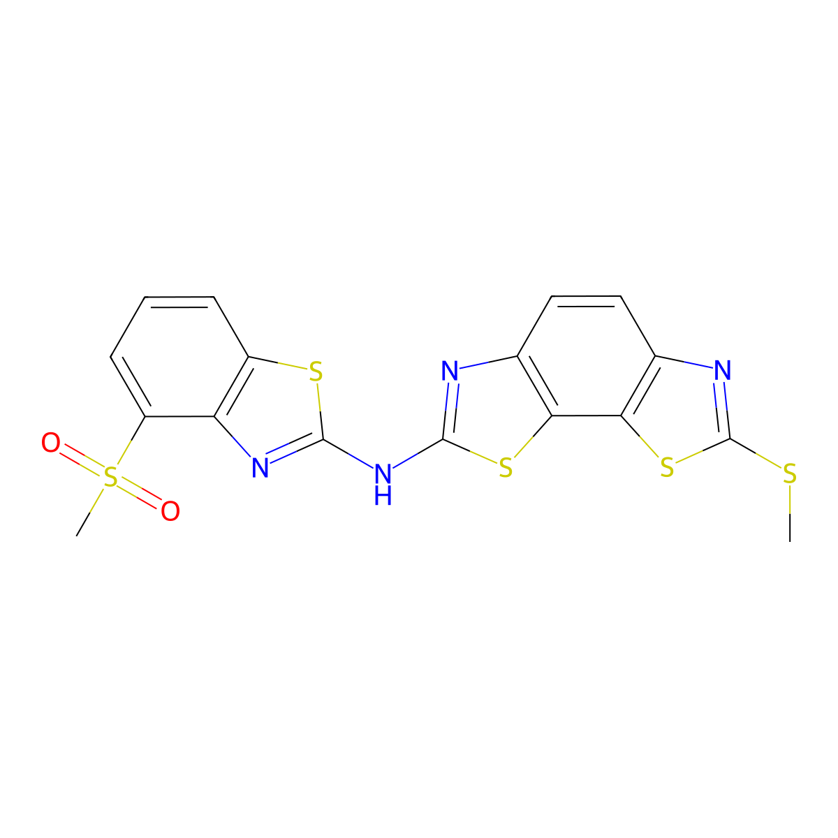 N-(4-(methylsulfonyl)benzo[d]thiazol-2-yl)-7-(methylthio)benzo[1,2-d:4,3-d']bis(thiazole)-2-amine molecular structure, CAS 1286717-10-9