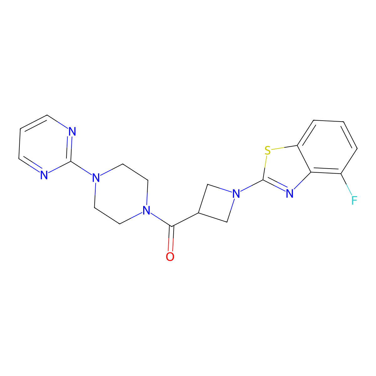 (1-(4-Fluorobenzo[d]thiazol-2-yl)azetidin-3-yl)(4-(pyrimidin-2-yl)piperazin-1-yl)methanone molecular structure, CAS 1286717-17-6