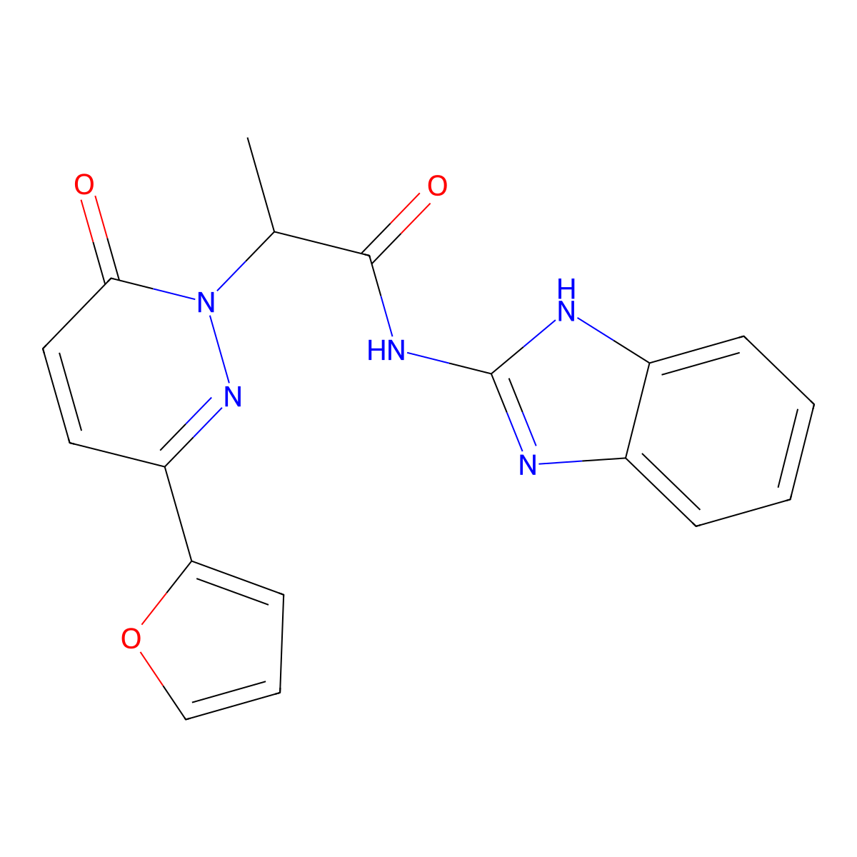 N-(1H-benzo[d]imidazol-2-yl)-2-(3-(furan-2-yl)-6-oxopyridazin-1(6H)-yl)propanamide molecular structure, CAS 1286717-24-5