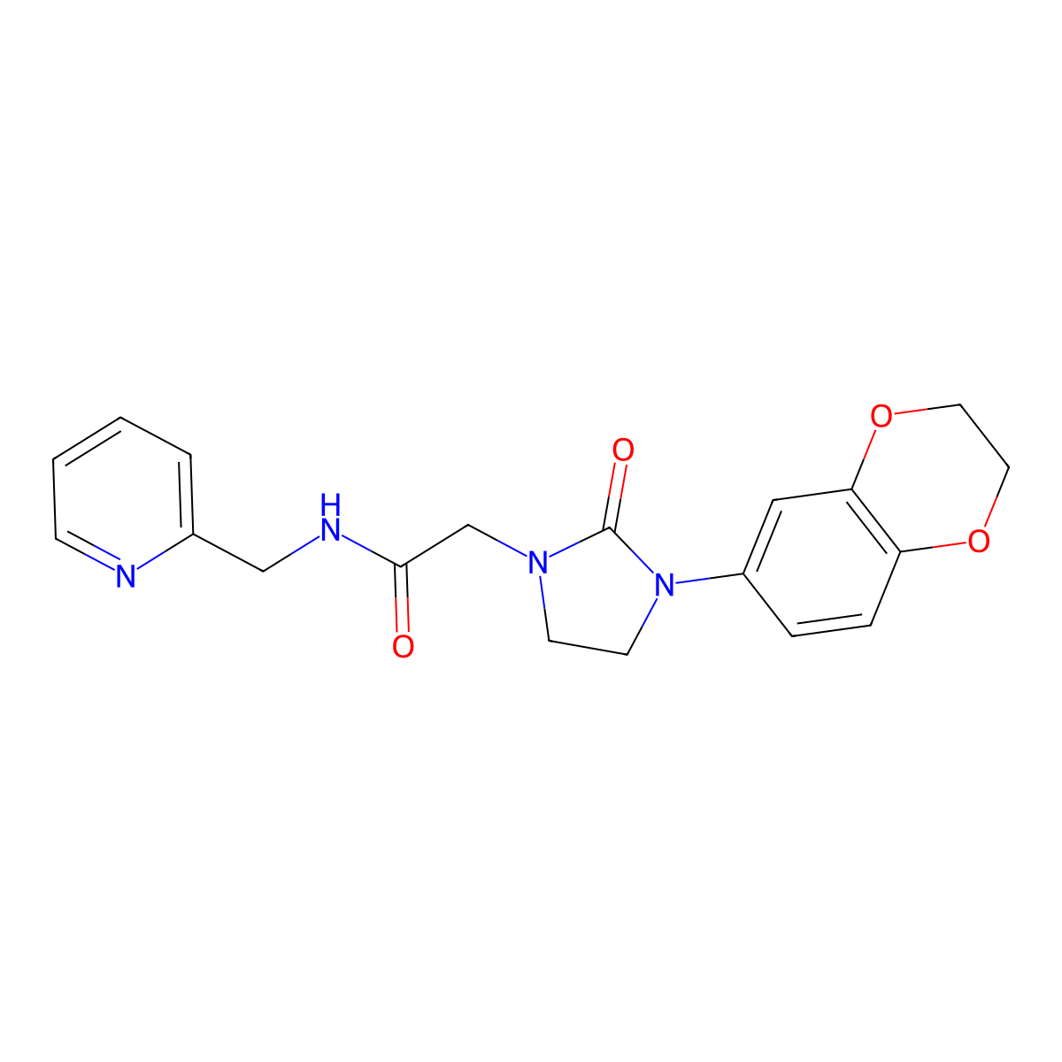 2-(3-(2,3-dihydrobenzo[b][1,4]dioxin-6-yl)-2-oxoimidazolidin-1-yl)-N-(pyridin-2-ylmethyl)acetamide molecular structure, CAS 1286717-29-0