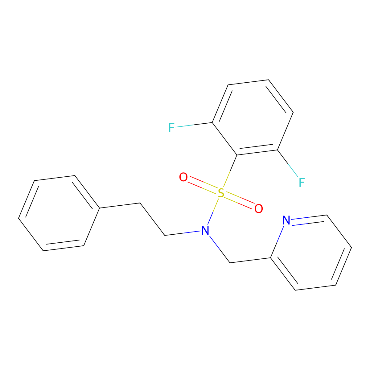 2,6-difluoro-N-(2-phenylethyl)-N-[(pyridin-2-yl)methyl]benzene-1-sulfonamide molecular structure, CAS 1286717-39-2
