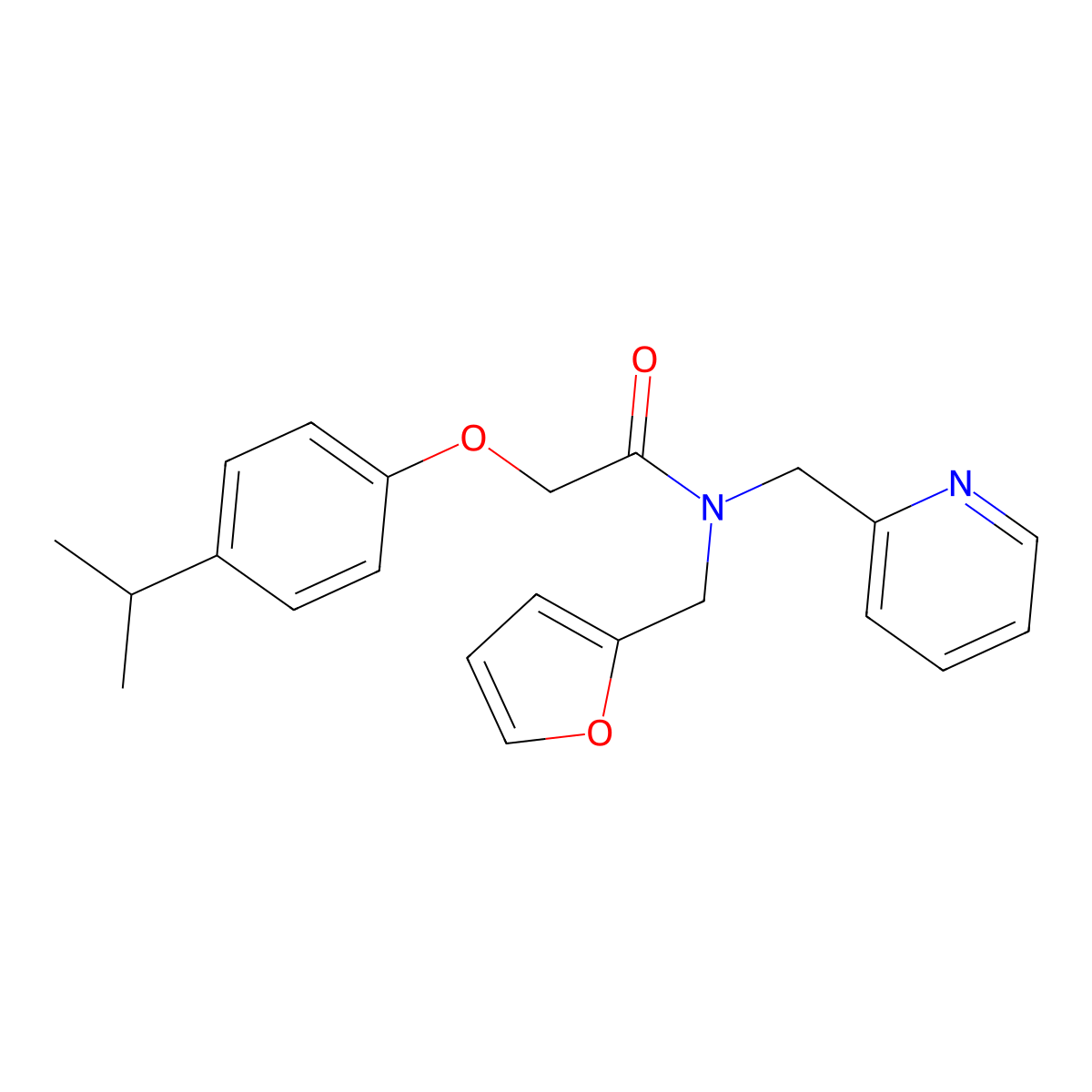 N-(furan-2-ylmethyl)-2-(4-isopropylphenoxy)-N-(pyridin-2-ylmethyl)acetamide molecular structure, CAS 1286717-46-1