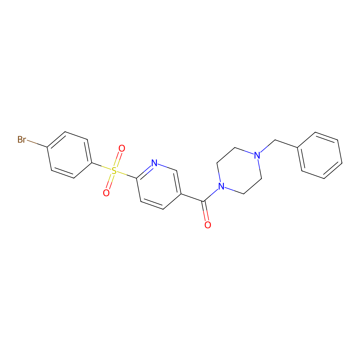 (4-Benzylpiperazin-1-yl)(6-((4-bromophenyl)sulfonyl)pyridin-3-yl)methanone molecular structure, CAS 1286717-47-2
