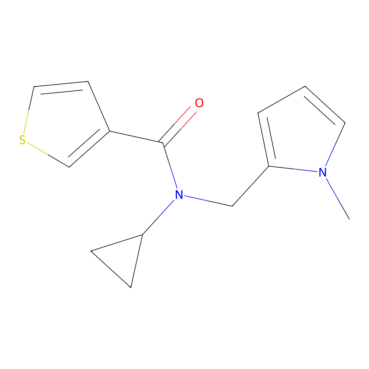 N-cyclopropyl-N-[(1-methyl-1H-pyrrol-2-yl)methyl]thiophene-3-carboxamide molecular structure, CAS 1286717-62-1