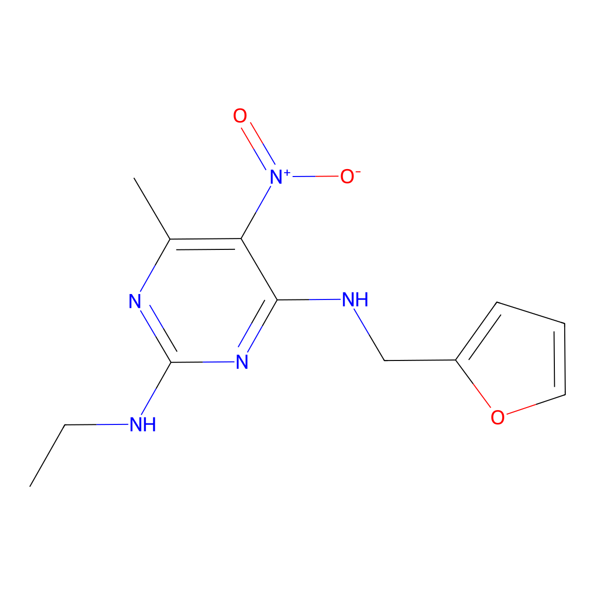 N2-ethyl-N4-(furan-2-ylmethyl)-6-methyl-5-nitropyrimidine-2,4-diamine molecular structure, CAS 1286717-70-1