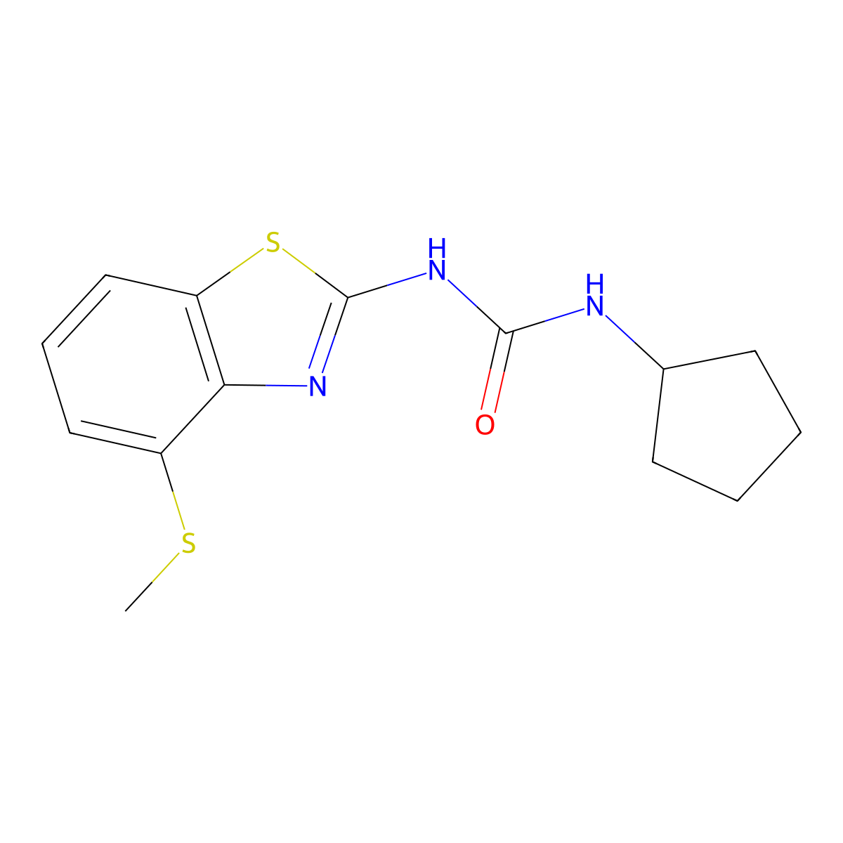 1-Cyclopentyl-3-(4-(methylthio)benzo[d]thiazol-2-yl)urea molecular structure, CAS 1286717-72-3