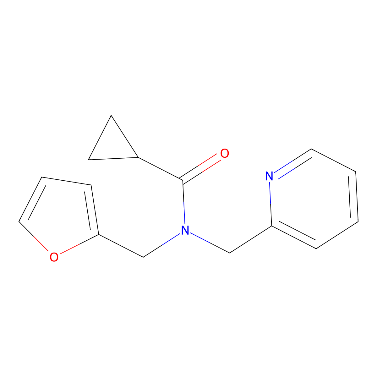 N-(furan-2-ylmethyl)-N-(pyridin-2-ylmethyl)cyclopropanecarboxamide molecular structure, CAS 1286717-88-1