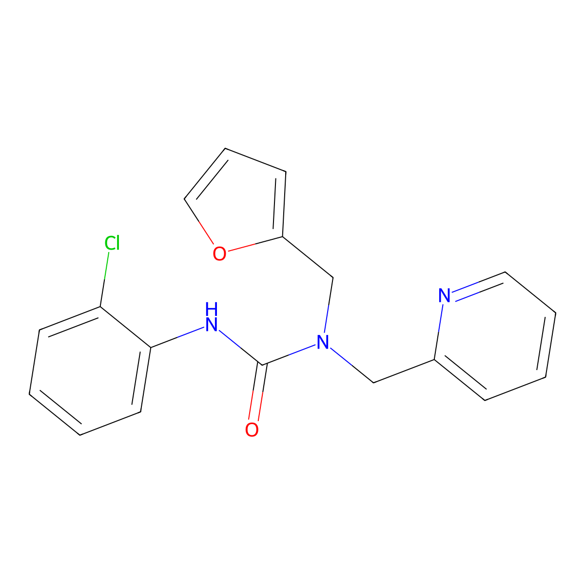 3-(2-Chlorophenyl)-1-(furan-2-ylmethyl)-1-(pyridin-2-ylmethyl)urea molecular structure, CAS 1286717-90-5