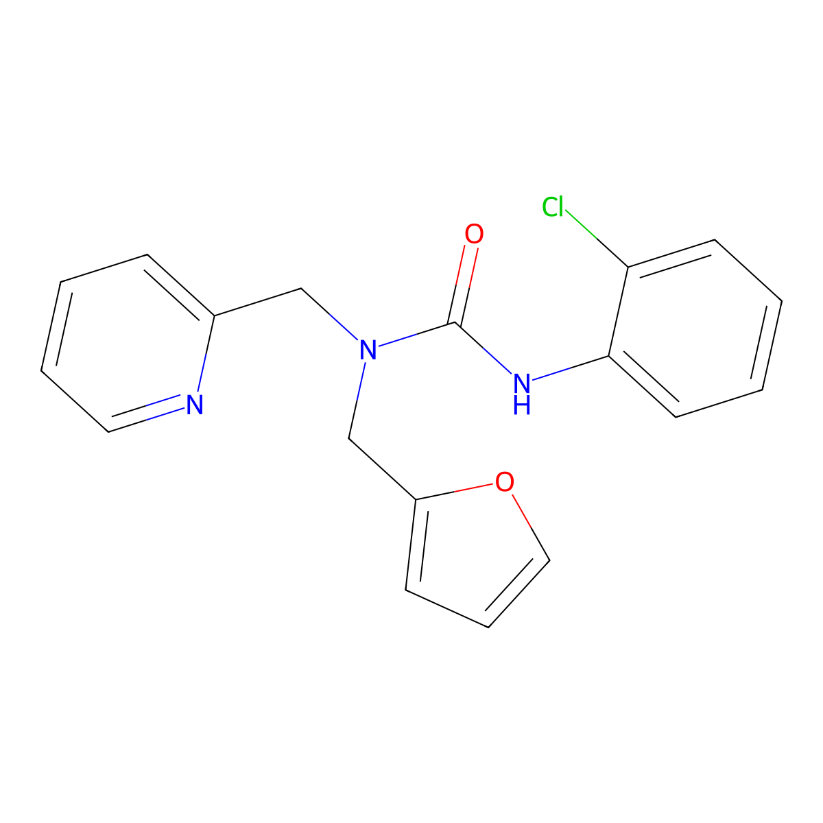 3-(2-Chlorophenyl)-1-(furan-2-ylmethyl)-1-(pyridin-2-ylmethyl)urea molecular structure, CAS 1286717-90-5