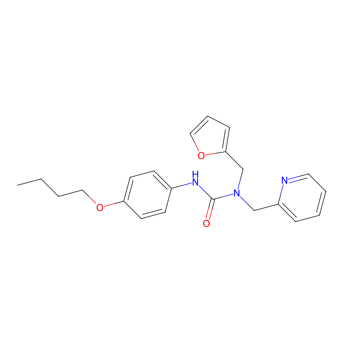 3-(4-Butoxyphenyl)-1-(furan-2-ylmethyl)-1-(pyridin-2-ylmethyl)urea molecular structure, CAS 1286717-92-7