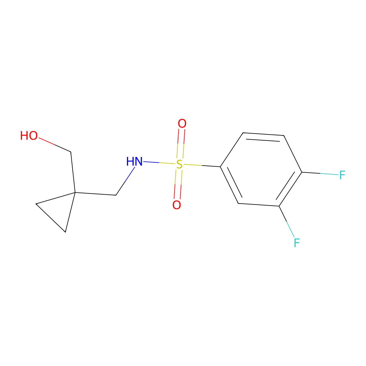 3,4-difluoro-N-((1-(hydroxymethyl)cyclopropyl)methyl)benzenesulfonamide molecular structure, CAS 1286717-94-9