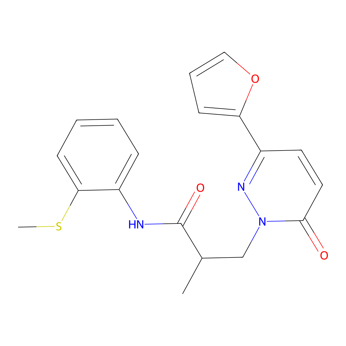 3-(3-(furan-2-yl)-6-oxopyridazin-1(6H)-yl)-2-methyl-N-(2-(methylthio)phenyl)propanamide molecular structure, CAS 1286718-04-4