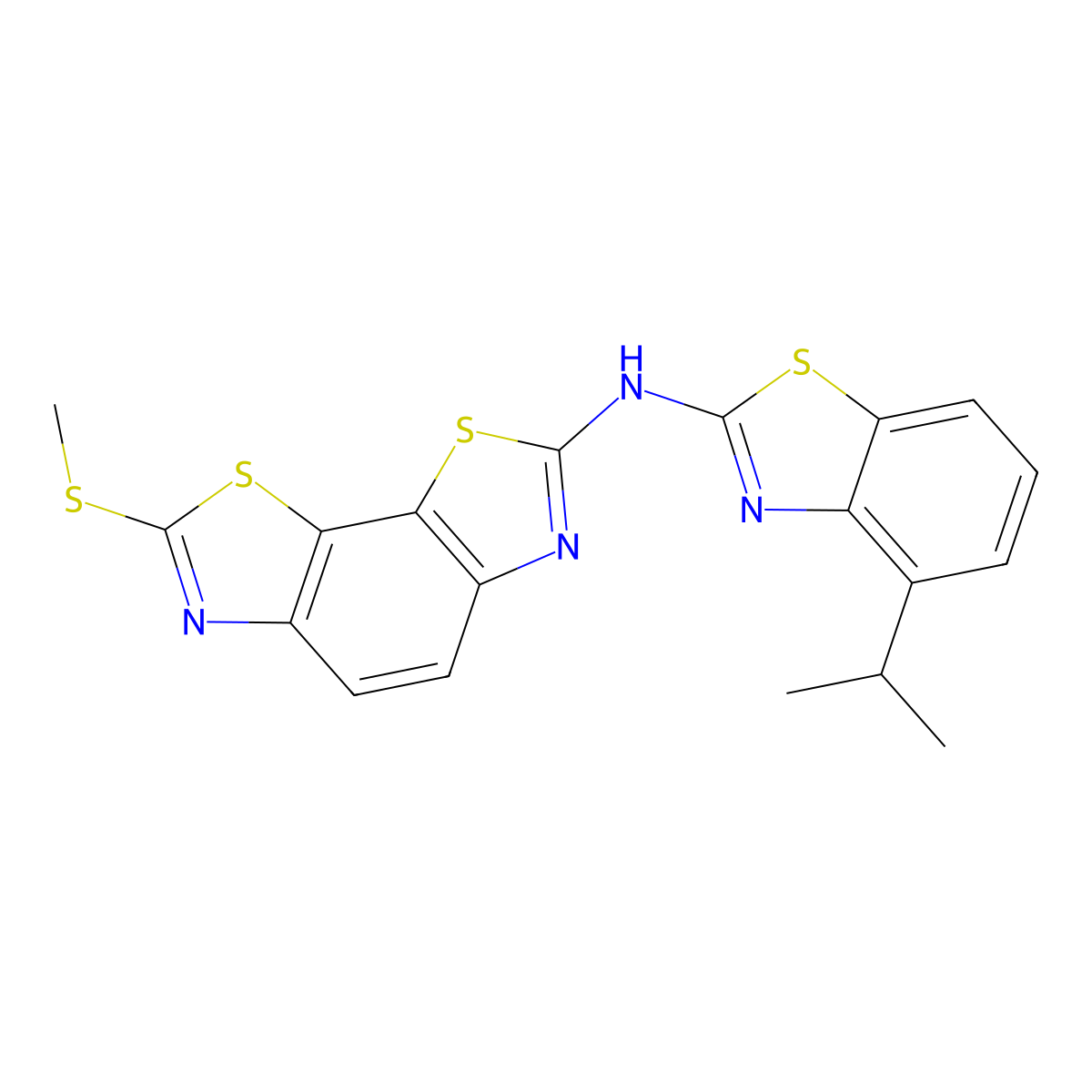 N-(4-isopropylbenzo[d]thiazol-2-yl)-7-(methylthio)benzo[1,2-d:4,3-d']bis(thiazole)-2-amine molecular structure, CAS 1286718-06-6