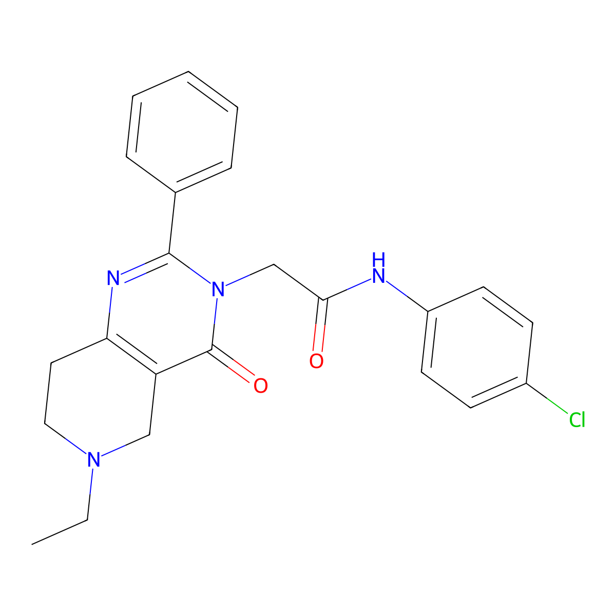 N-(4-chlorophenyl)-2-(6-ethyl-4-oxo-2-phenyl-5,6,7,8-tetrahydropyrido[4,3-d]pyrimidin-3(4H)-yl)acetamide molecular structure, CAS 1286718-09-9