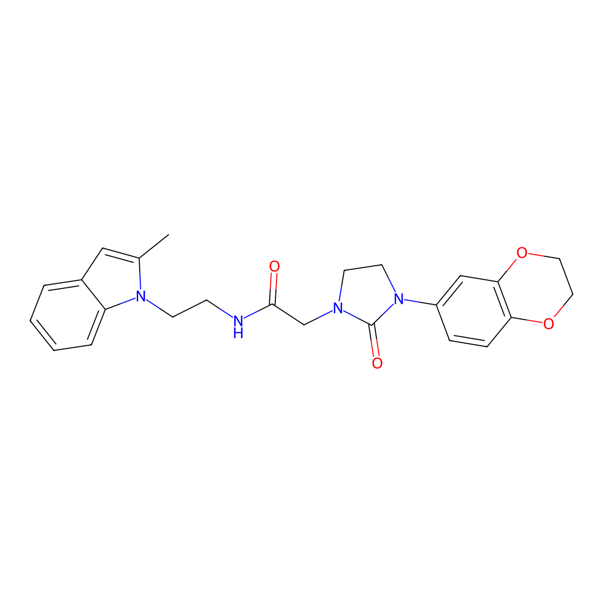 2-(3-(2,3-dihydrobenzo[b][1,4]dioxin-6-yl)-2-oxoimidazolidin-1-yl)-N-(2-(2-methyl-1H-indol-1-yl)ethyl)acetamide molecular structure, CAS 1286718-11-3