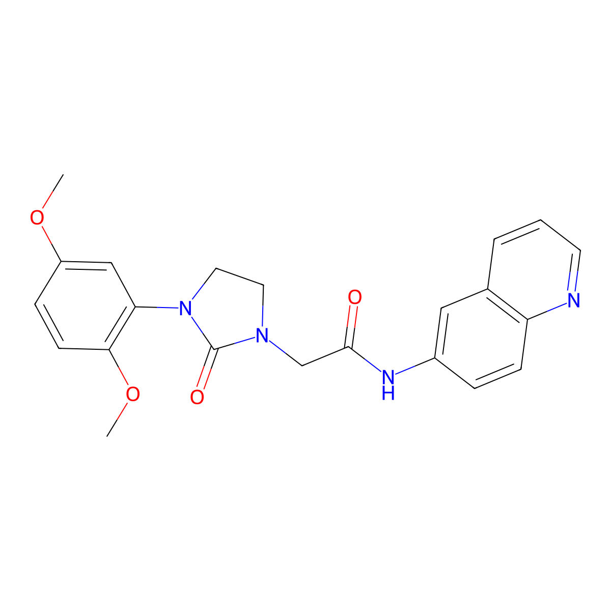 2-(3-(2,5-dimethoxyphenyl)-2-oxoimidazolidin-1-yl)-N-(quinolin-6-yl)acetamide molecular structure, CAS 1286718-13-5