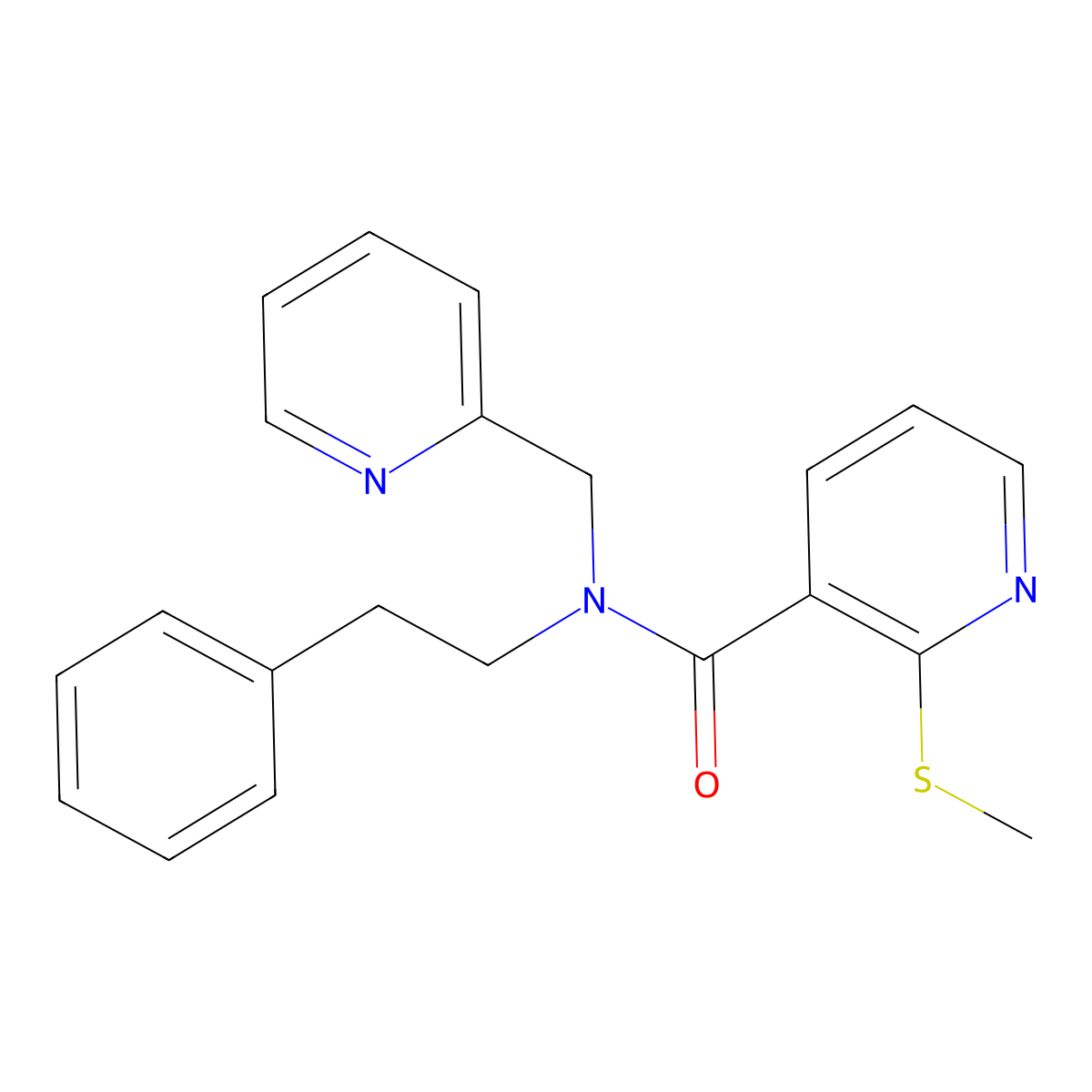 2-(methylthio)-N-phenethyl-N-(pyridin-2-ylmethyl)nicotinamide molecular structure, CAS 1286718-19-1
