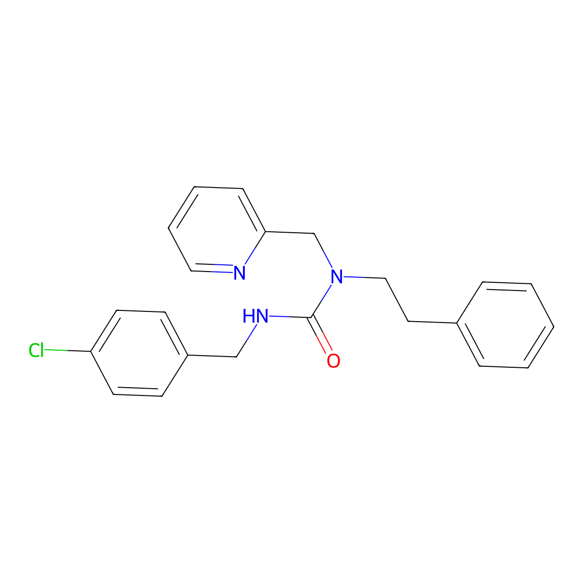 3-(4-Chlorobenzyl)-1-phenethyl-1-(pyridin-2-ylmethyl)urea molecular structure, CAS 1286718-22-6