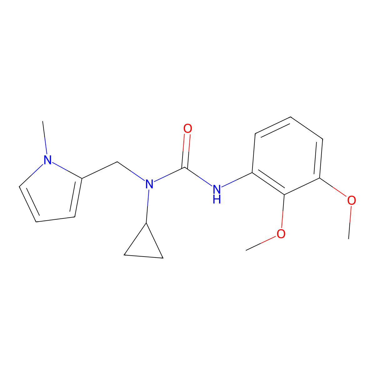 1-cyclopropyl-3-(2,3-dimethoxyphenyl)-1-((1-methyl-1H-pyrrol-2-yl)methyl)urea molecular structure, CAS 1286718-33-9