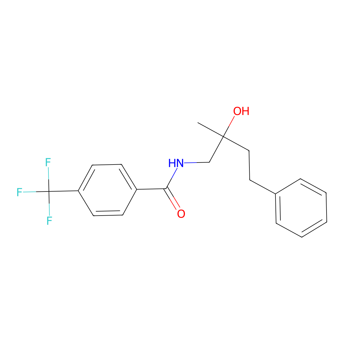 N-(2-hydroxy-2-methyl-4-phenylbutyl)-4-(trifluoromethyl)benzamide molecular structure, CAS 1286718-34-0