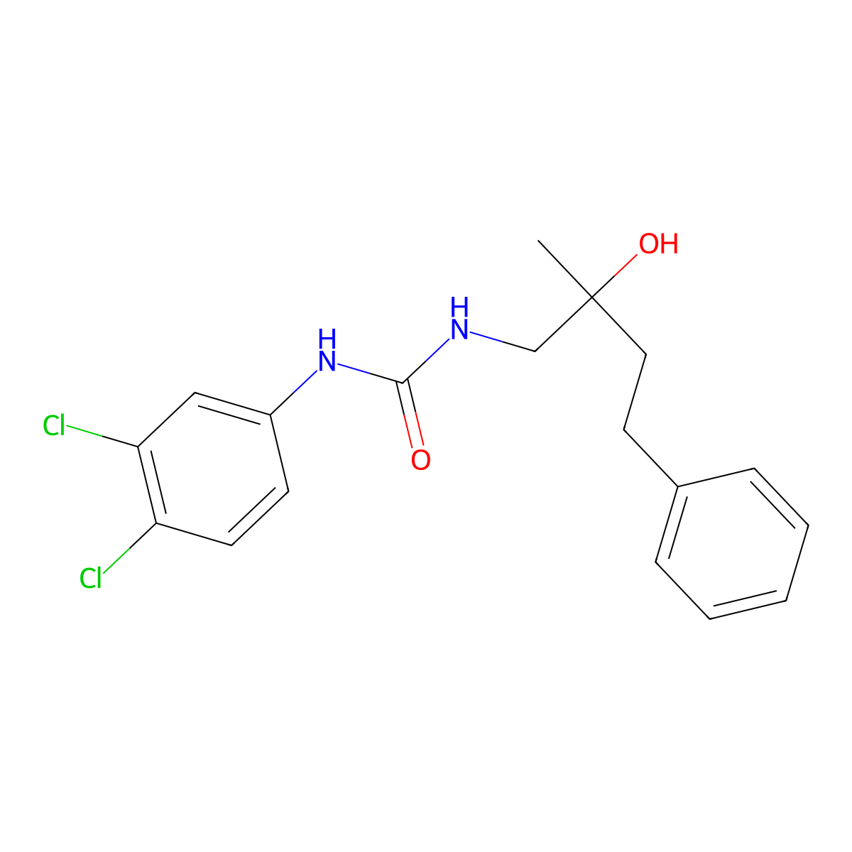 1-(3,4-Dichlorophenyl)-3-(2-hydroxy-2-methyl-4-phenylbutyl)urea molecular structure, CAS 1286718-37-3