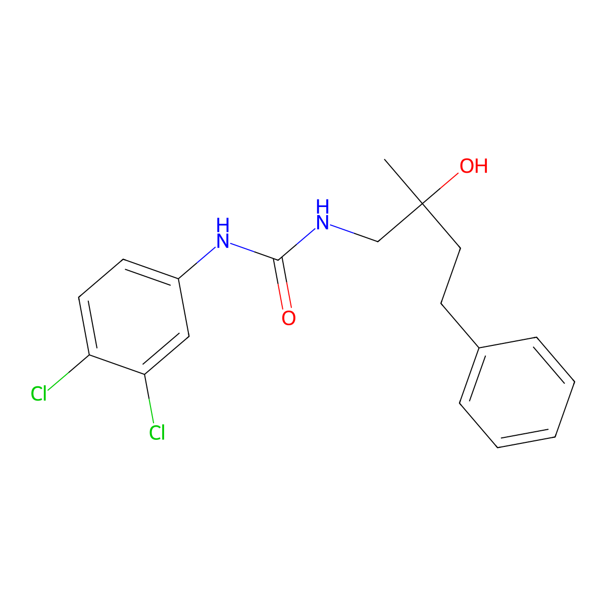 1-(3,4-Dichlorophenyl)-3-(2-hydroxy-2-methyl-4-phenylbutyl)urea molecular structure, CAS 1286718-37-3