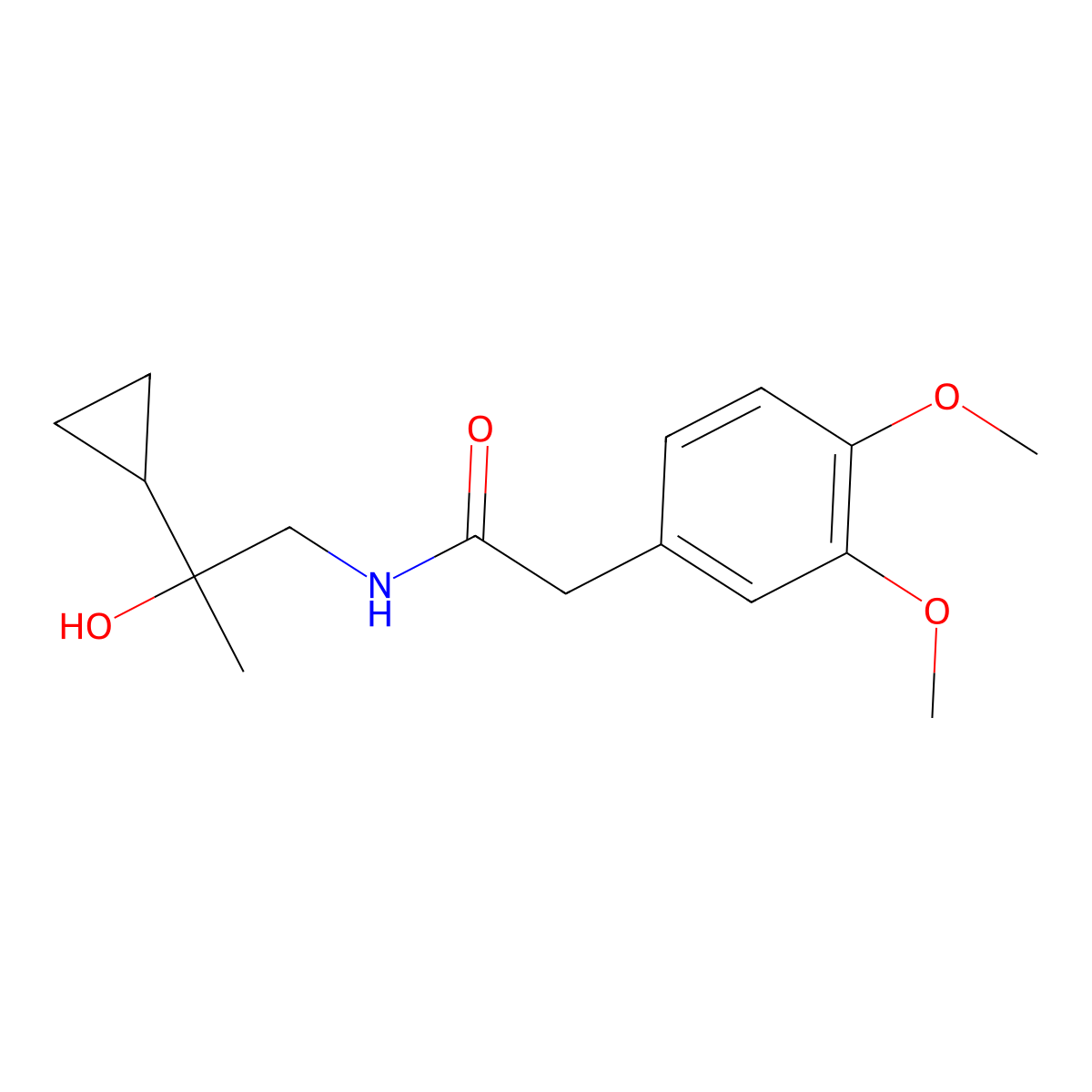 N-(2-cyclopropyl-2-hydroxypropyl)-2-(3,4-dimethoxyphenyl)acetamide molecular structure, CAS 1286718-38-4