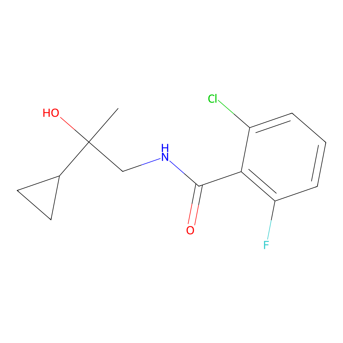 2-chloro-N-(2-cyclopropyl-2-hydroxypropyl)-6-fluorobenzamide molecular structure, CAS 1286718-39-5