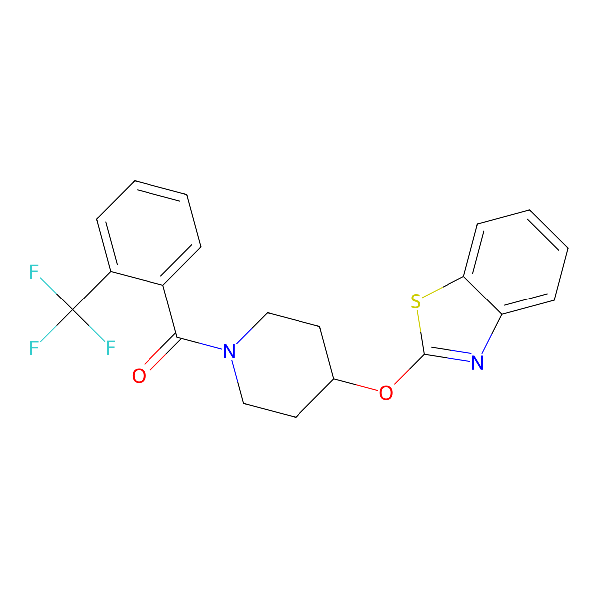 (4-(Benzo[d]thiazol-2-yloxy)piperidin-1-yl)(2-(trifluoromethyl)phenyl)methanone molecular structure, CAS 1286718-40-8