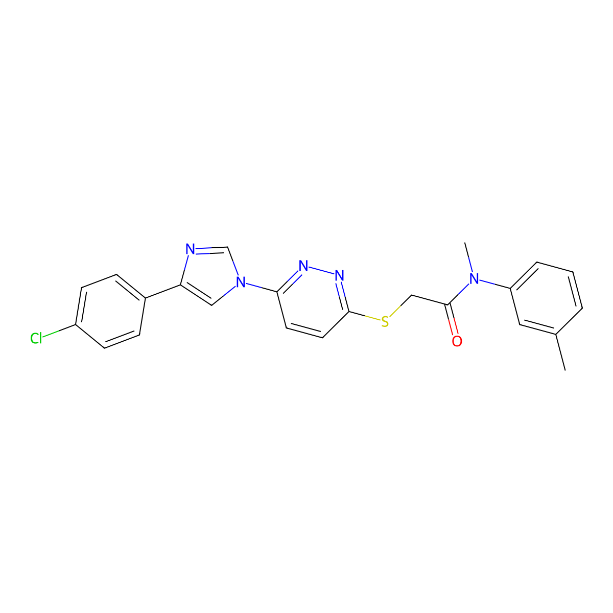 2-((6-(4-(4-chlorophenyl)-1H-imidazol-1-yl)pyridazin-3-yl)thio)-N-methyl-N-(m-tolyl)acetamide molecular structure, CAS 1286718-43-1