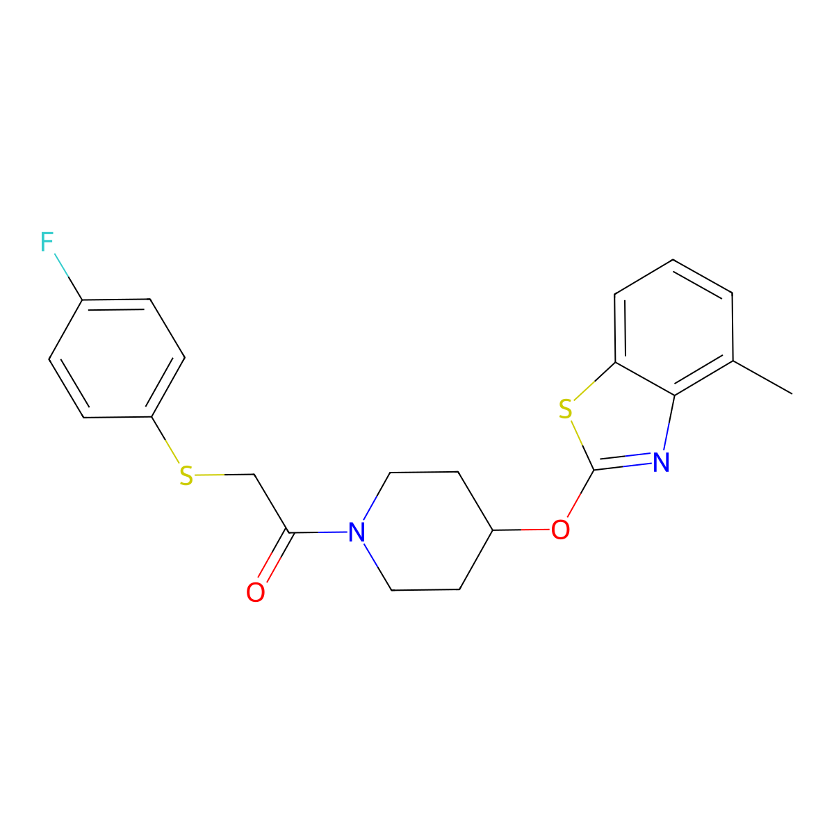 2-((4-Fluorophenyl)thio)-1-(4-((4-methylbenzo[d]thiazol-2-yl)oxy)piperidin-1-yl)ethanone molecular structure, CAS 1286718-44-2