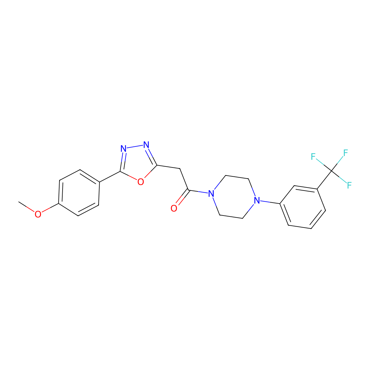 2-(5-(4-Methoxyphenyl)-1,3,4-oxadiazol-2-yl)-1-(4-(3-(trifluoromethyl)phenyl)piperazin-1-yl)ethanone molecular structure, CAS 1286718-46-4