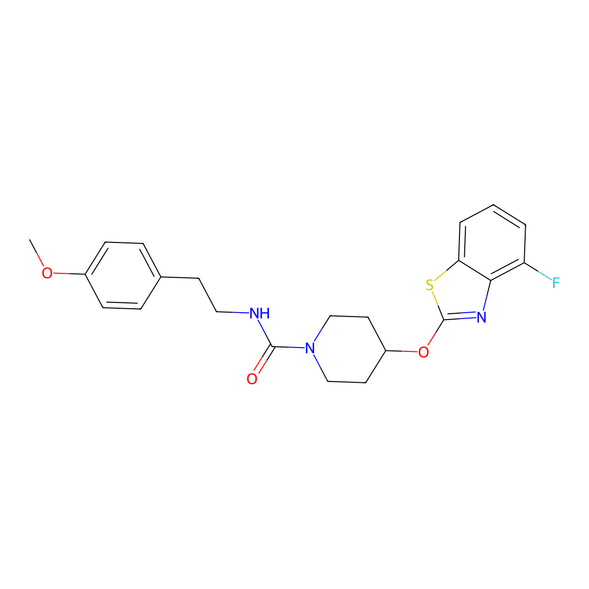 4-((4-fluorobenzo[d]thiazol-2-yl)oxy)-N-(4-methoxyphenethyl)piperidine-1-carboxamide molecular structure, CAS 1286718-50-0