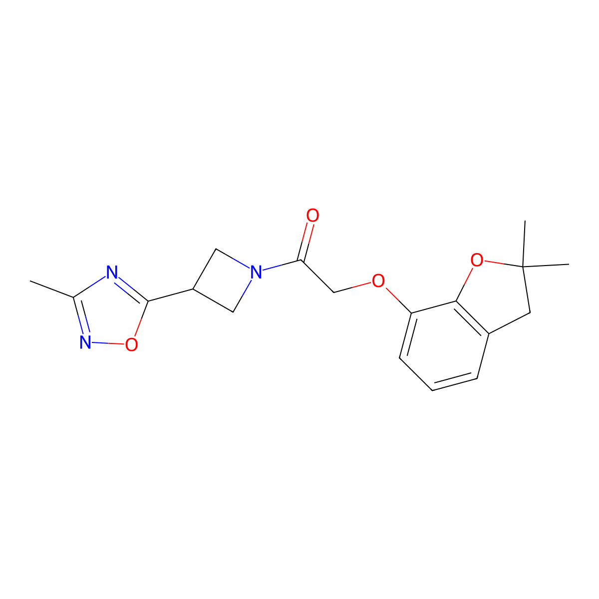 2-((2,2-Dimethyl-2,3-dihydrobenzofuran-7-yl)oxy)-1-(3-(3-methyl-1,2,4-oxadiazol-5-yl)azetidin-1-yl)ethanone molecular structure, CAS 1286718-66-8