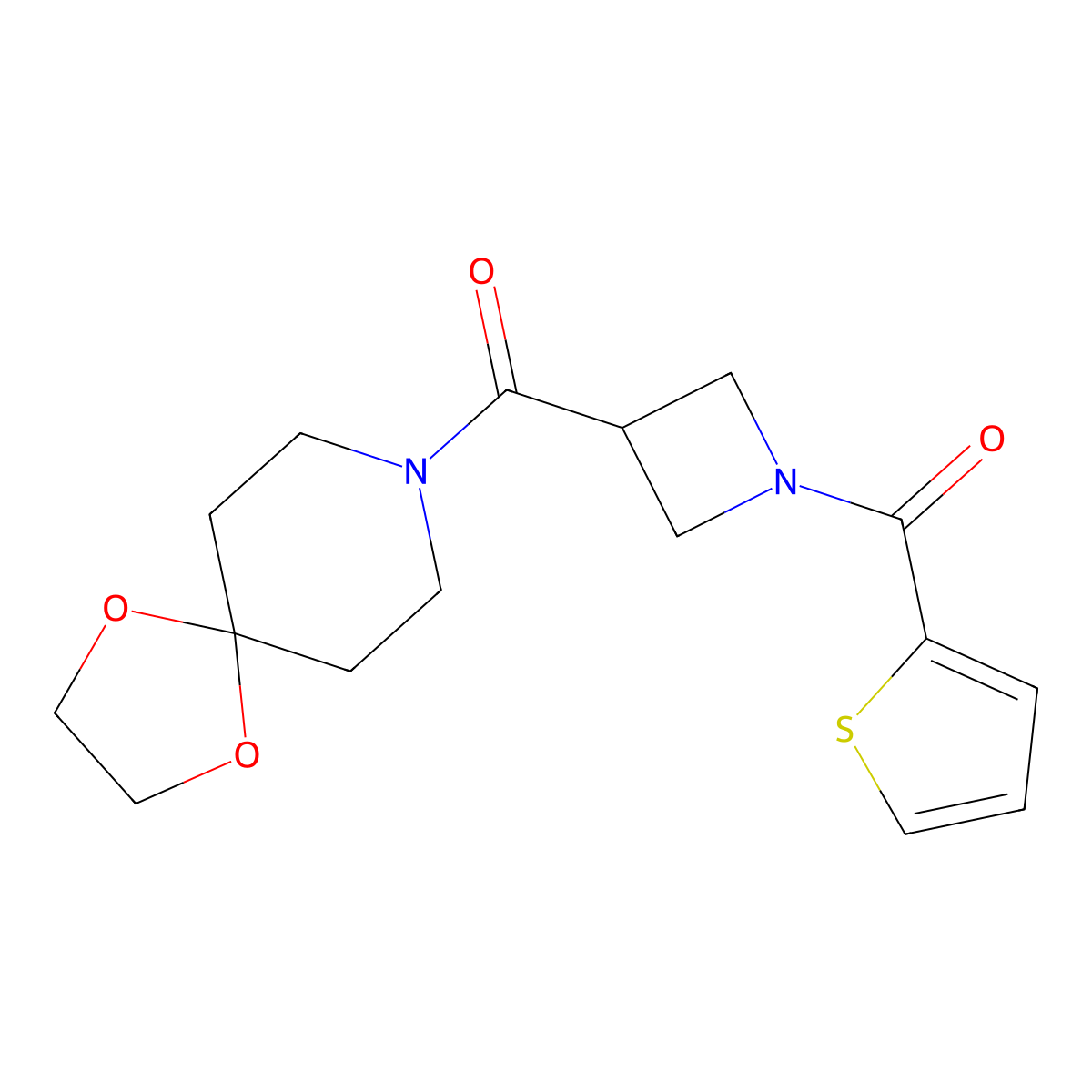 (3-(1,4-Dioxa-8-azaspiro[4.5]decane-8-carbonyl)azetidin-1-yl)(thiophen-2-yl)methanone molecular structure, CAS 1286718-82-8