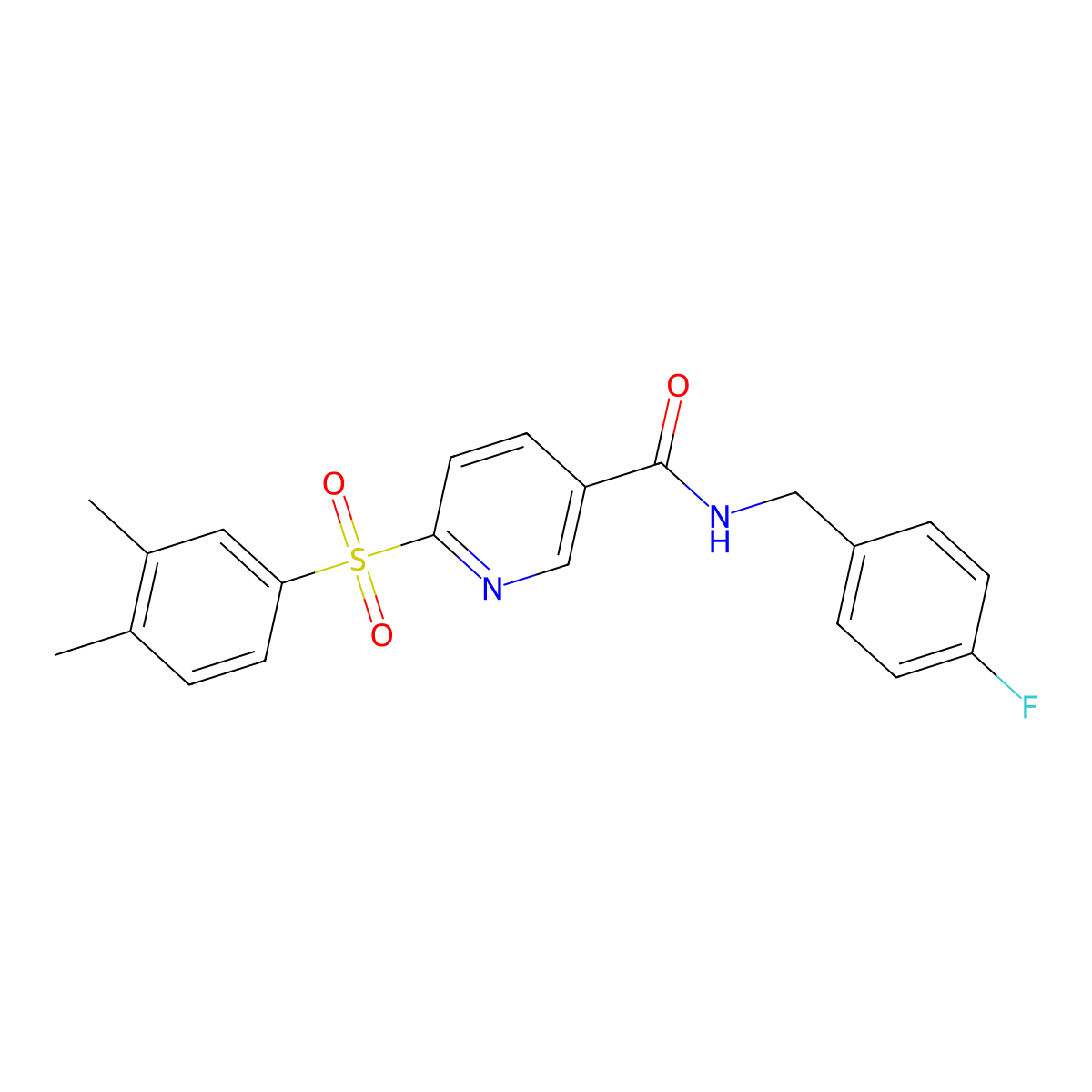 6-((3,4-dimethylphenyl)sulfonyl)-N-(4-fluorobenzyl)nicotinamide molecular structure, CAS 1286718-83-9