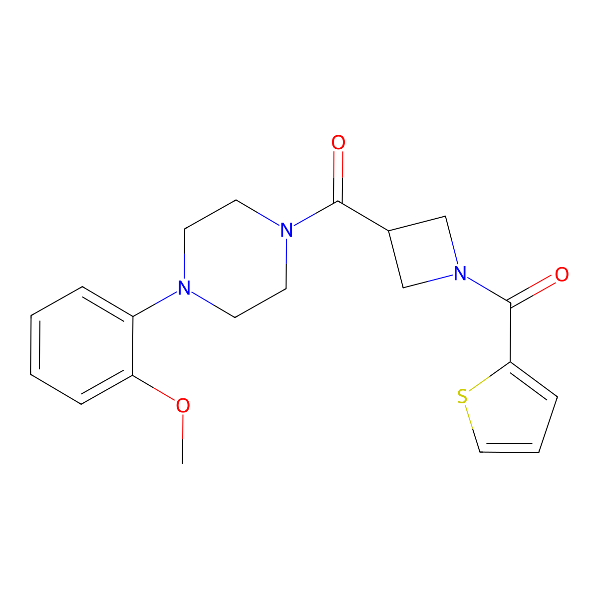 (4-(2-Methoxyphenyl)piperazin-1-yl)(1-(thiophene-2-carbonyl)azetidin-3-yl)methanone molecular structure, CAS 1286718-84-0
