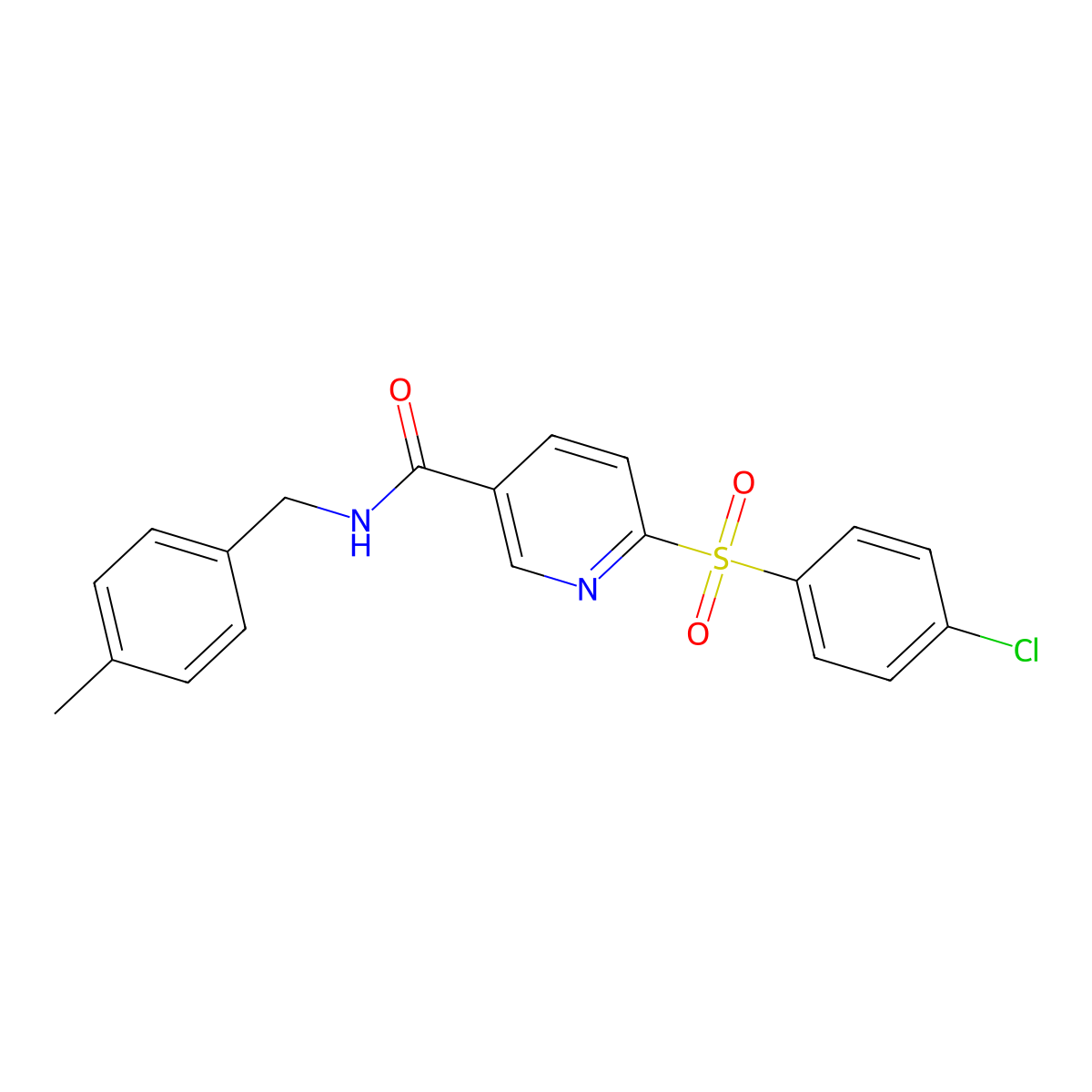 6-((4-chlorophenyl)sulfonyl)-N-(4-methylbenzyl)nicotinamide molecular structure, CAS 1286718-85-1