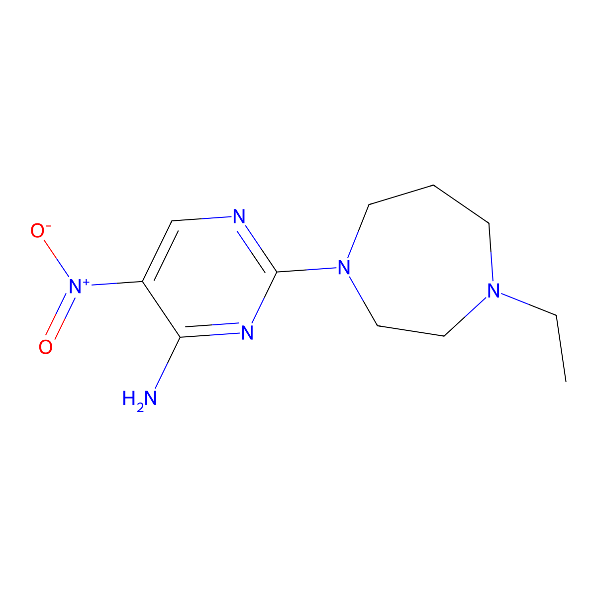 2-(4-Ethyl-1,4-diazepan-1-yl)-5-nitropyrimidin-4-amine molecular structure, CAS 1286718-91-9