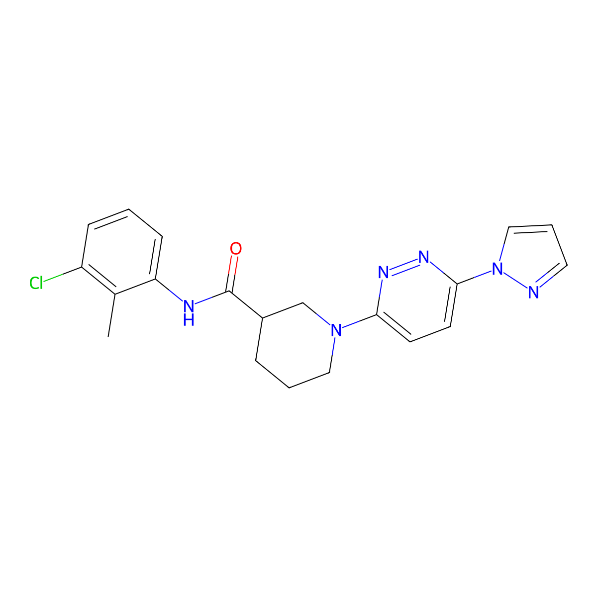 1-(6-(1H-pyrazol-1-yl)pyridazin-3-yl)-N-(3-chloro-2-methylphenyl)piperidine-3-carboxamide molecular structure, CAS 1286719-03-6