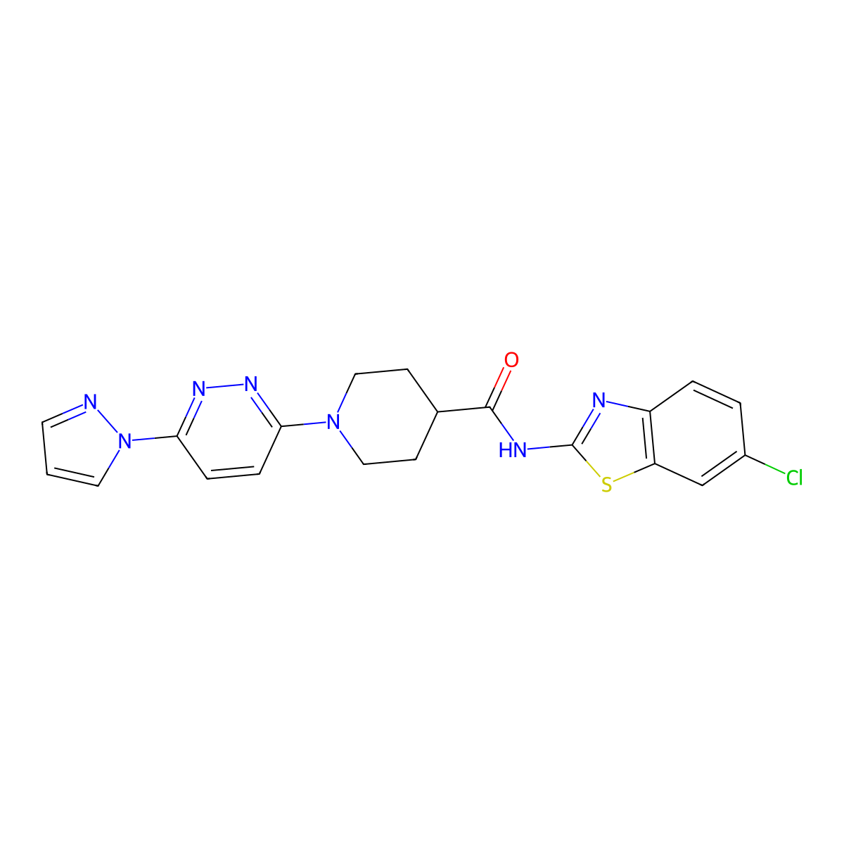 1-(6-(1H-pyrazol-1-yl)pyridazin-3-yl)-N-(6-chlorobenzo[d]thiazol-2-yl)piperidine-4-carboxamide molecular structure, CAS 1286719-04-7
