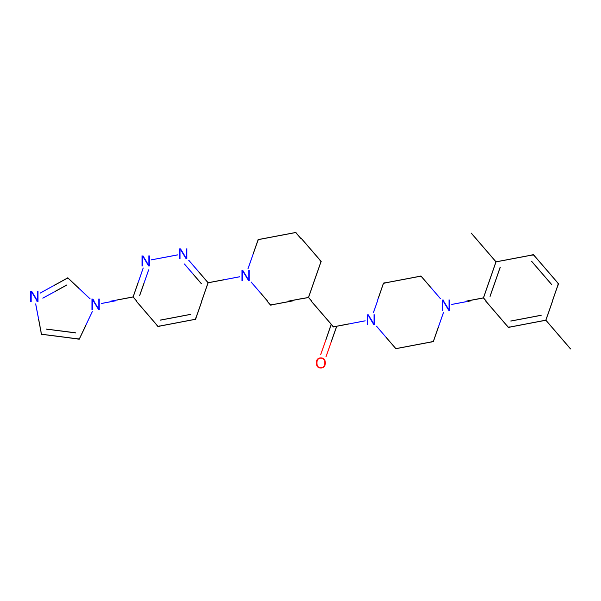 (1-(6-(1H-imidazol-1-yl)pyridazin-3-yl)piperidin-3-yl)(4-(2,5-dimethylphenyl)piperazin-1-yl)methanone molecular structure, CAS 1286719-10-5