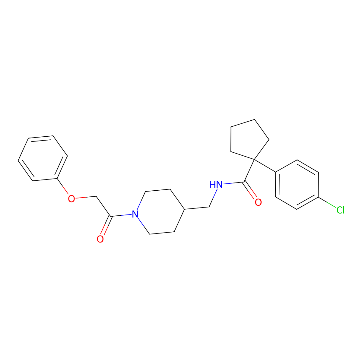 1-(4-chlorophenyl)-N-((1-(2-phenoxyacetyl)piperidin-4-yl)methyl)cyclopentanecarboxamide molecular structure, CAS 1286719-22-9