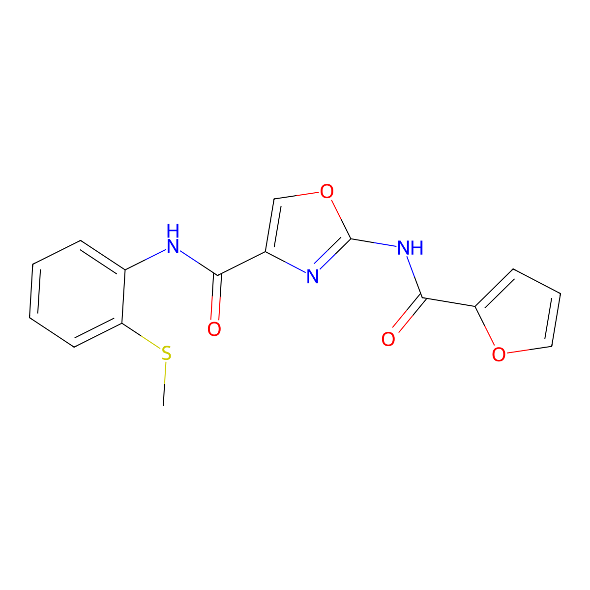 2-(furan-2-carboxamido)-N-(2-(methylthio)phenyl)oxazole-4-carboxamide molecular structure, CAS 1286719-30-9