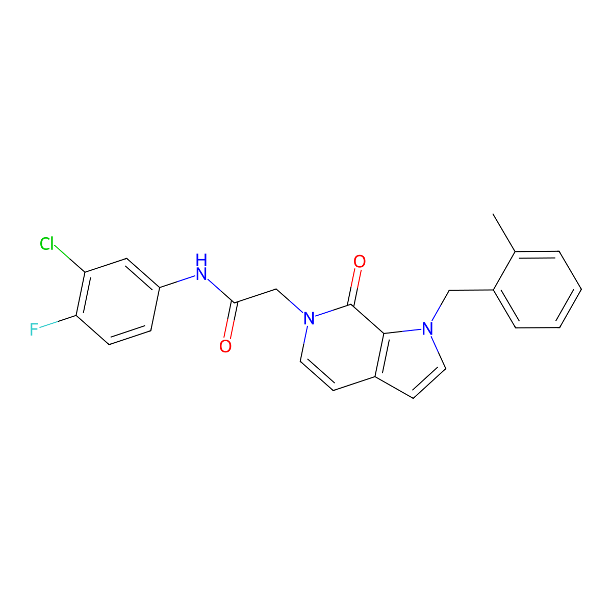 N-(3-chloro-4-fluorophenyl)-2-{1-[(2-methylphenyl)methyl]-7-oxo-1H,6H,7H-pyrrolo[2,3-c]pyridin-6-yl}acetamide molecular structure, CAS 1286719-33-2