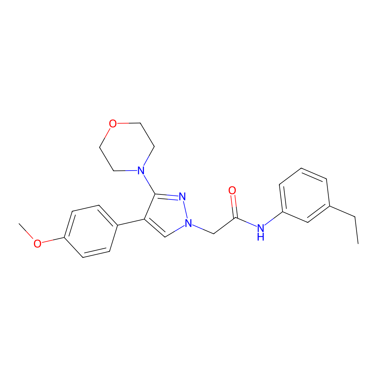 N-(3-ethylphenyl)-2-(4-(4-methoxyphenyl)-3-morpholino-1H-pyrazol-1-yl)acetamide molecular structure, CAS 1286719-34-3