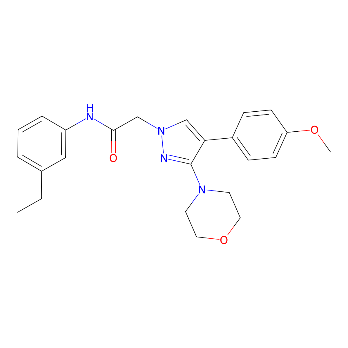 N-(3-ethylphenyl)-2-(4-(4-methoxyphenyl)-3-morpholino-1H-pyrazol-1-yl)acetamide molecular structure, CAS 1286719-34-3